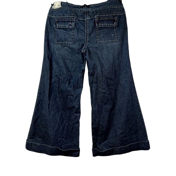 Ann Taylor LOFT Jeans Women's Sz 16 Blue Y2K Full Leg Wide Denim Suspender Jean - Picture 6 of 16